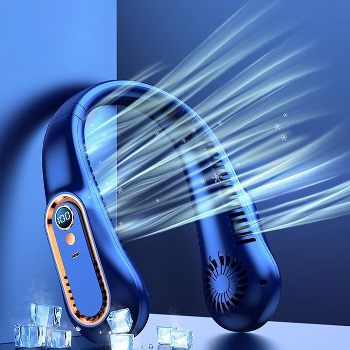Portable Neck Cooling Fan with Digital Speed Display – Lightweight & Rechargeable