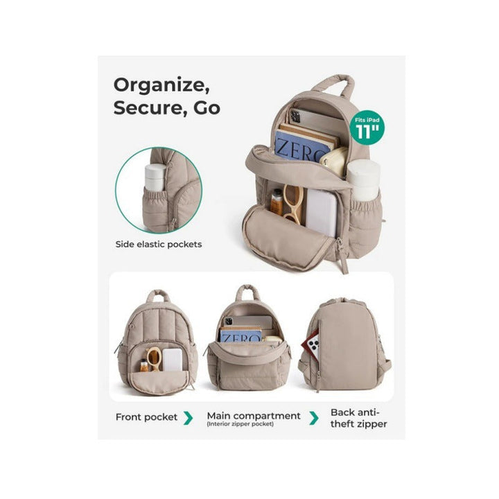 Urban Quilted Daypack - Compact Backpack for School & Work