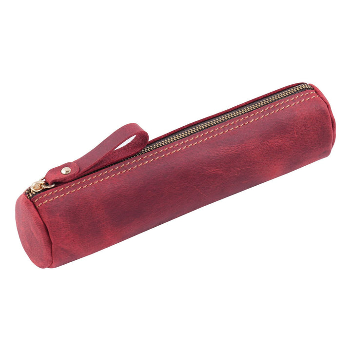 Premium Leather Writing Instrument Organizer with Zipper Closure