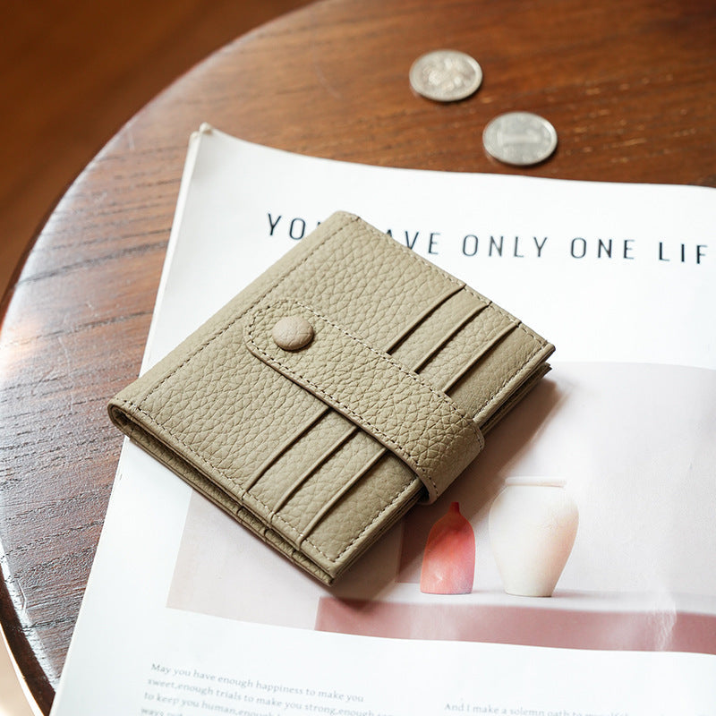 Premium Textured Leather Bi-Fold Wallet with Button Clasp