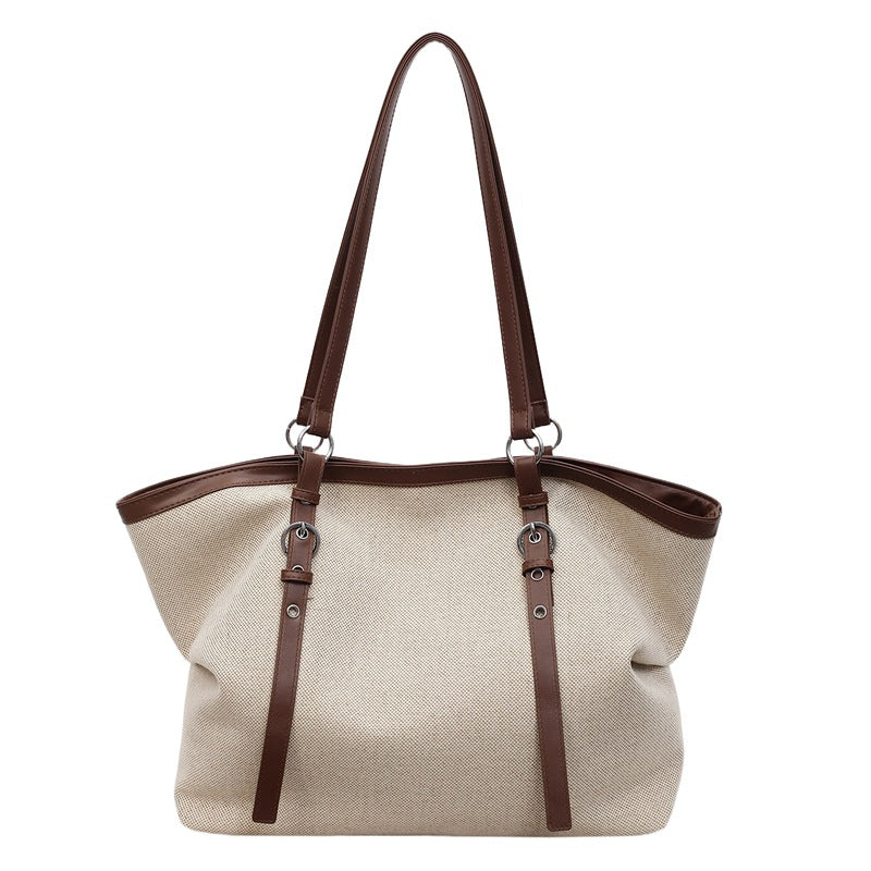 Premium Canvas Tote with Leather Trim - Spacious Everyday Bag