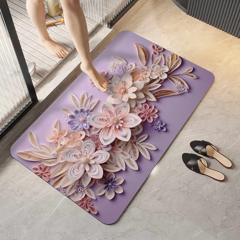 Botanical Elegance Bath Mat with Anti-Slip Backing