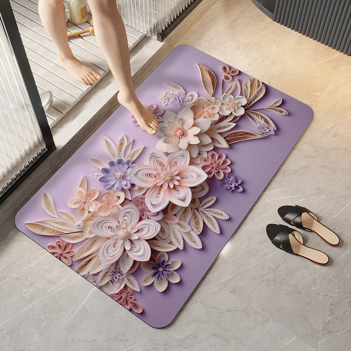 Botanical Elegance Bath Mat with Anti-Slip Backing