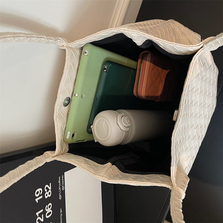 Woven Leather Everyday Tote Bag - Spacious & Durable
