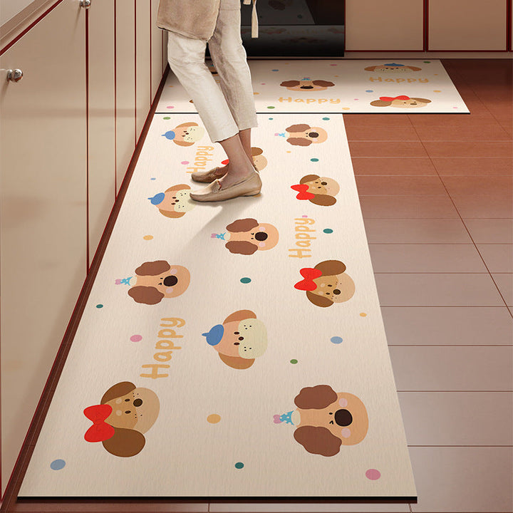 Playful Character Kitchen Floor Runner with Non-Slip Backing