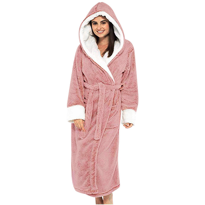 Women's Hooded Fleece Robe with Belt - Cozy Loungewear