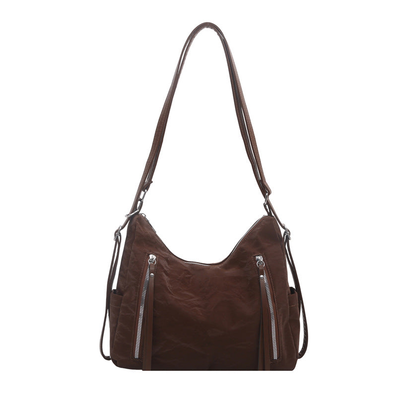 Modern Textured Hobo Shoulder Bag with Crossbody Strap