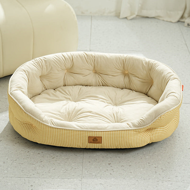 Premium Ruffled Comfort Pet Bed with Washable Cover