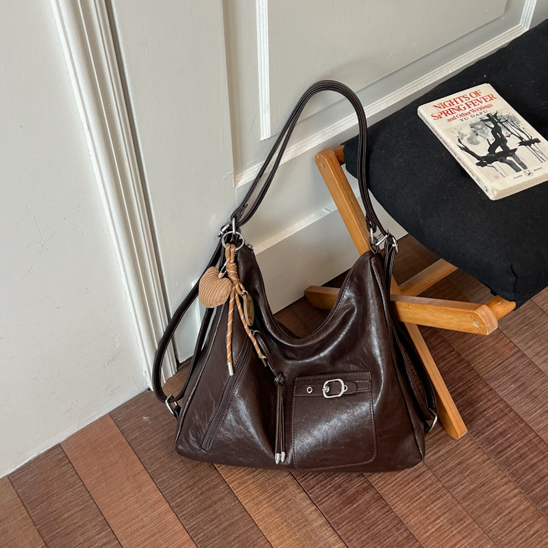 Classic Soft Leather Shoulder Hobo Bag