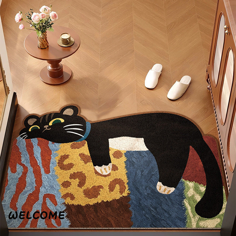 Whimsical Patchwork Cat Floor Rug – Colorful Area Rug for Any Room