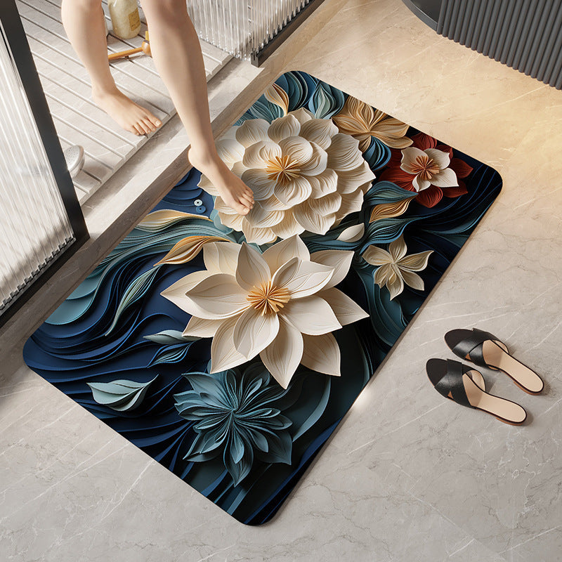 Botanical Elegance Bath Mat with Anti-Slip Backing
