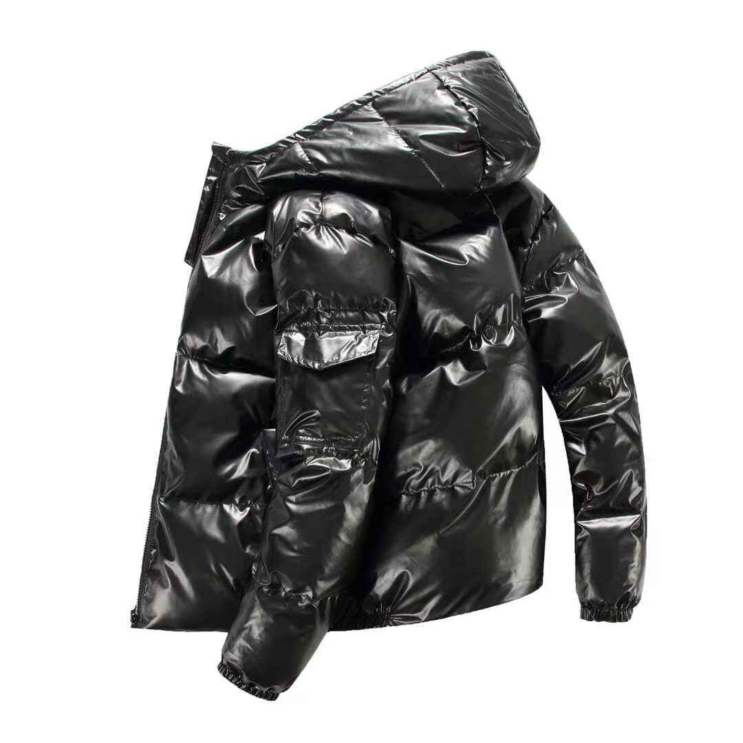 Ansgar | Mens Down Jacket with Hood — Glossy Patent Finish in 3 Colors M–3XL | Westmere