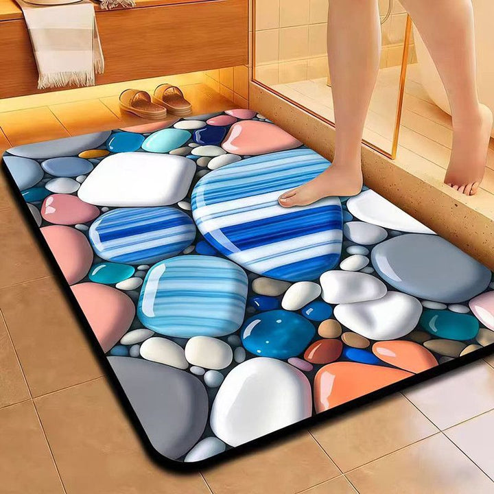 Floral Gemstone Elegance Bath Mat - Soft, Anti-Slip Bathroom Rug