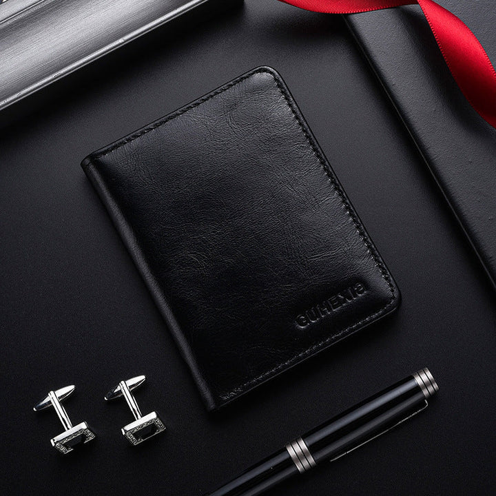 Slim Leather Card Wallet - Minimalist Design