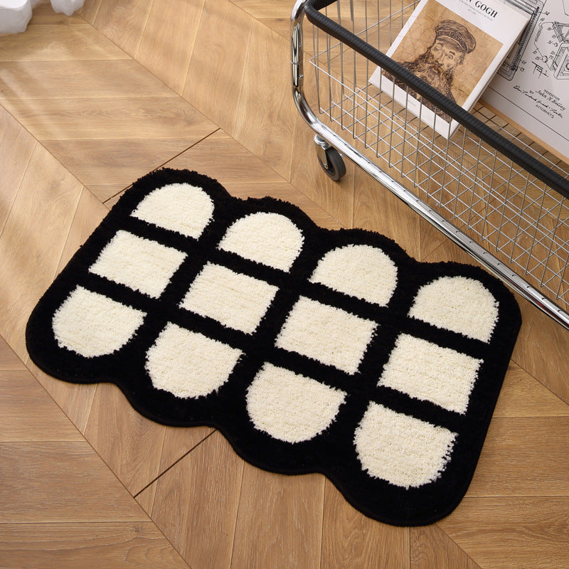 Plush Pillow-Edge Bathroom Mat with Non-Slip Backing