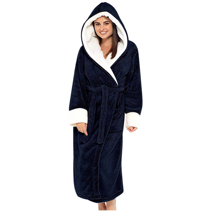 Women's Hooded Fleece Robe with Belt - Cozy Loungewear