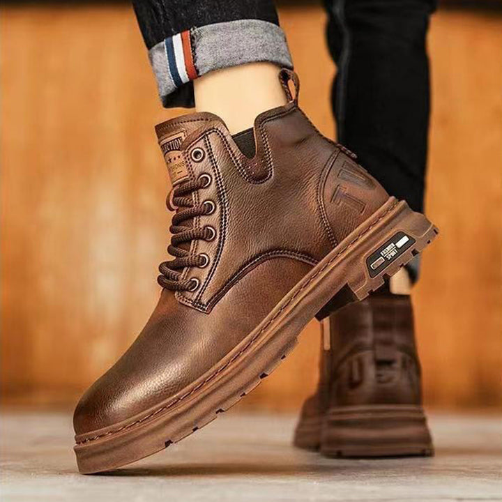 Premium Slip-On Leather Work Boots – Comfortable Anti-Slip Casual Footwear