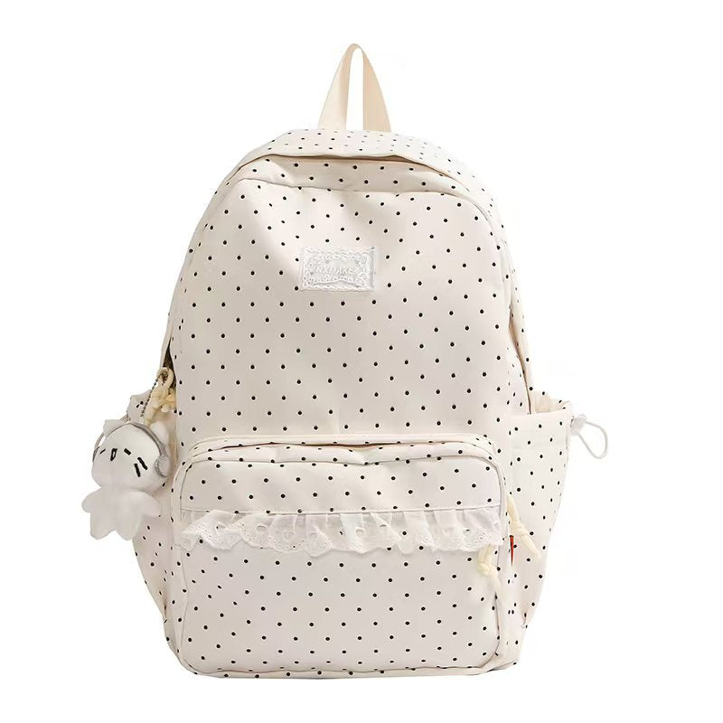 Polka Dot Ruffled Backpack with Adjustable Straps