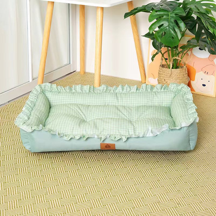 Premium Ruffled Comfort Pet Bed with Washable Cover