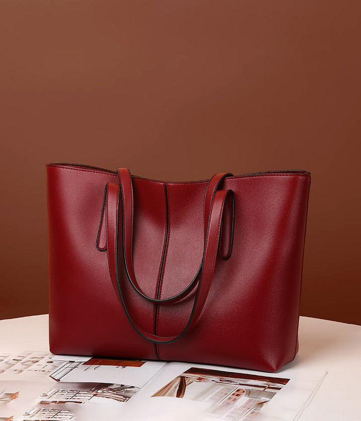 Nora – Large Leather Tote Bag, Women's Work Bag with Zipper