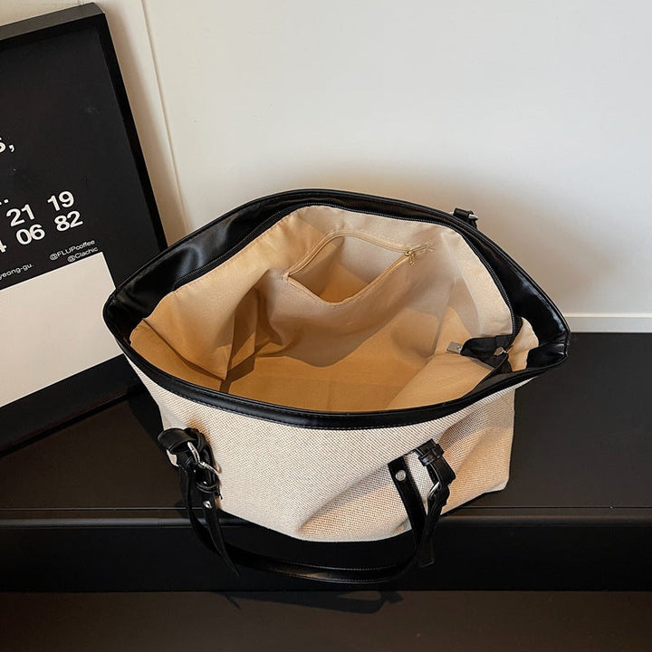 Premium Canvas Tote with Leather Trim - Spacious Everyday Bag