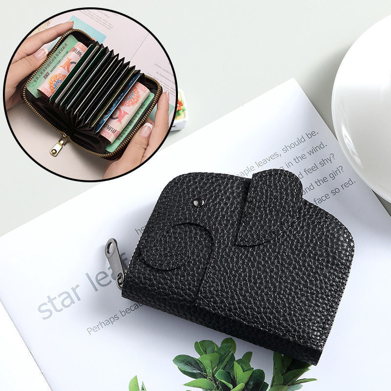 Premium Textured Leather Zippered Card Wallet with Multiple Compartments