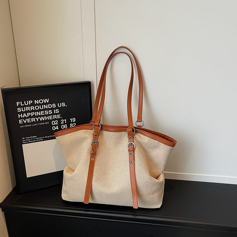 Premium Canvas Tote with Leather Trim - Spacious Everyday Bag