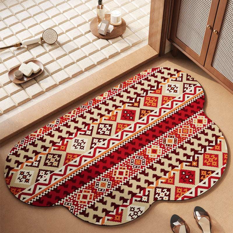 Vibrant Bohemian Floral Bath Mat – Soft, Non-Slip Bathroom Rug