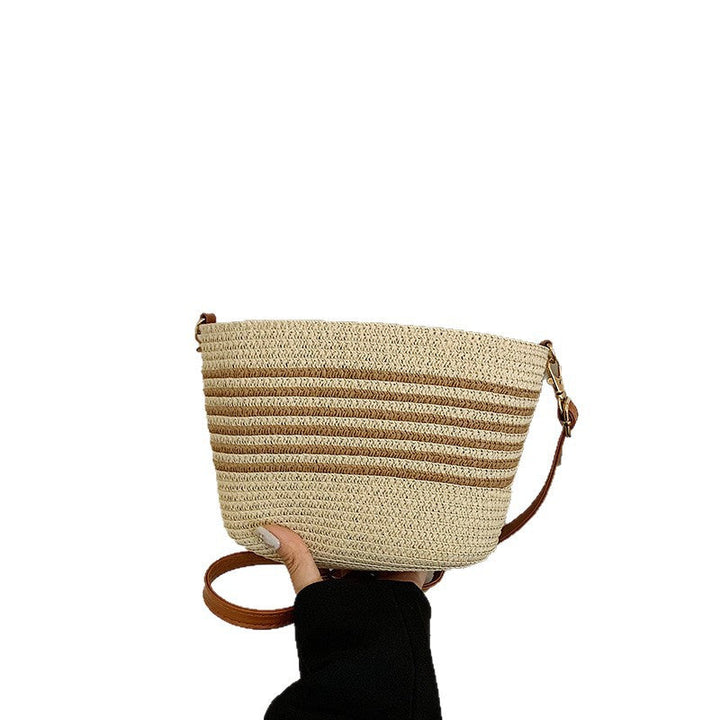 Natural Woven Straw Crossbody Bag - Adjustable Strap