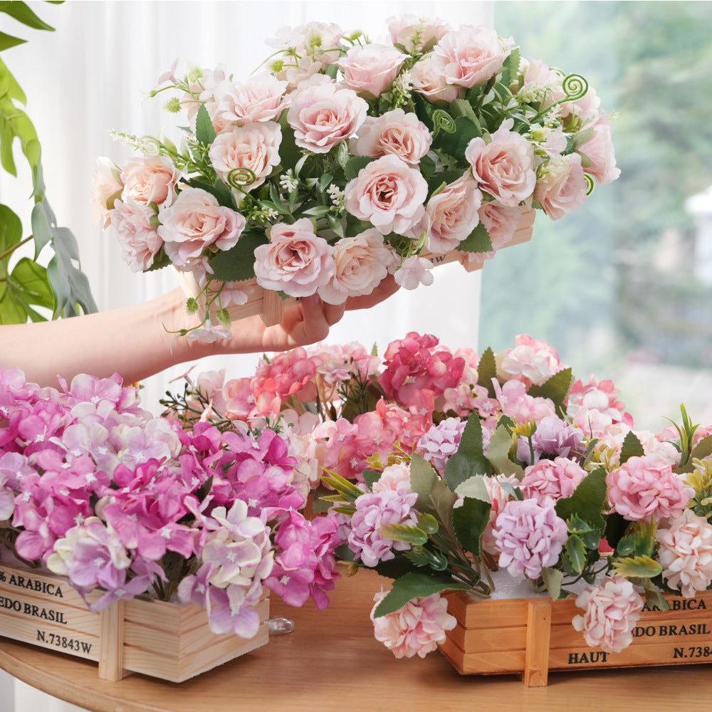 Rustic Wooden Artificial Flower Arrangement for Home & Office Decor