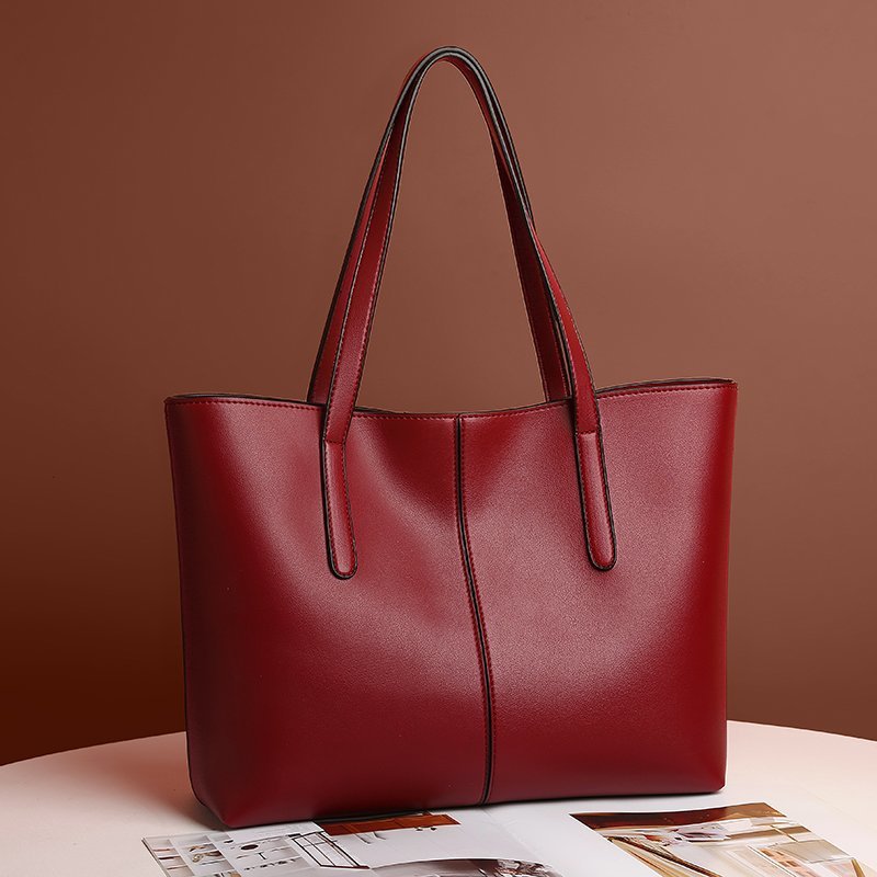 Nora – Large Leather Tote Bag, Women's Work Bag with Zipper