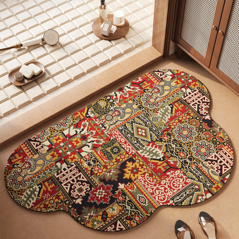 Vibrant Bohemian Floral Bath Mat – Soft, Non-Slip Bathroom Rug