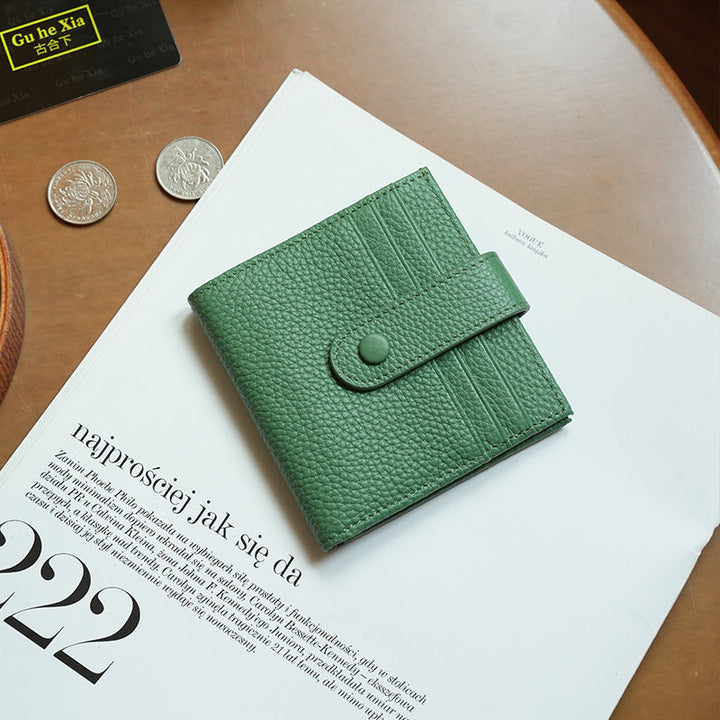 Premium Textured Leather Bi-Fold Wallet with Button Clasp