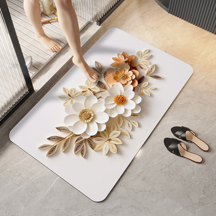 Botanical Elegance Bath Mat with Anti-Slip Backing