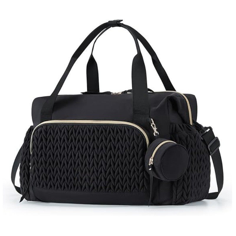Premium Woven Travel Duffle Bag with Removable Strap and Detachable Pouch