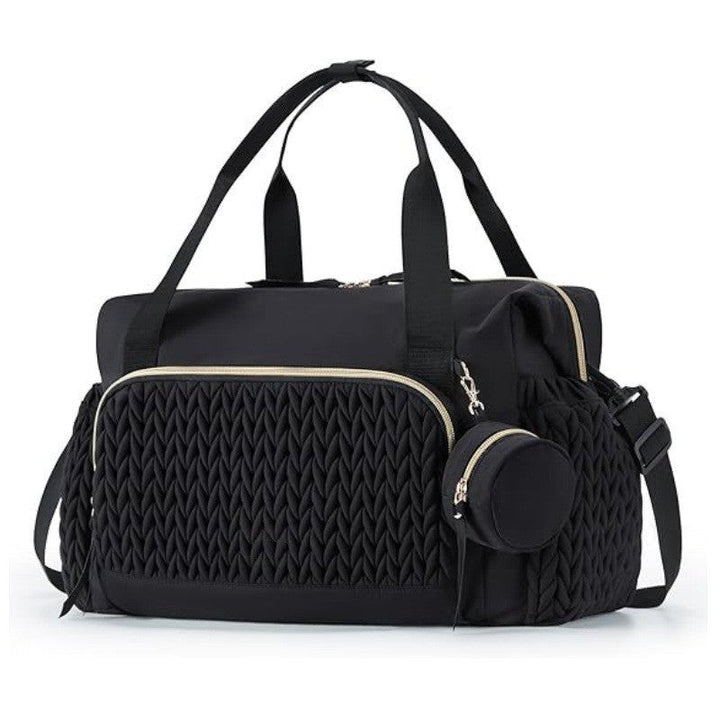 Premium Woven Travel Duffle Bag with Removable Strap and Detachable Pouch