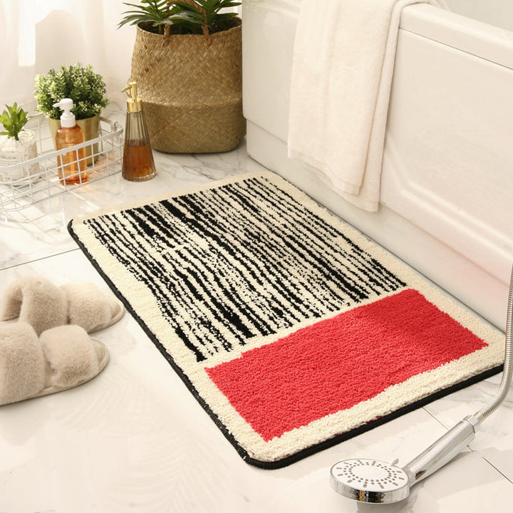 Modern Abstract Plush Bathroom Mat with Non-Slip Backing