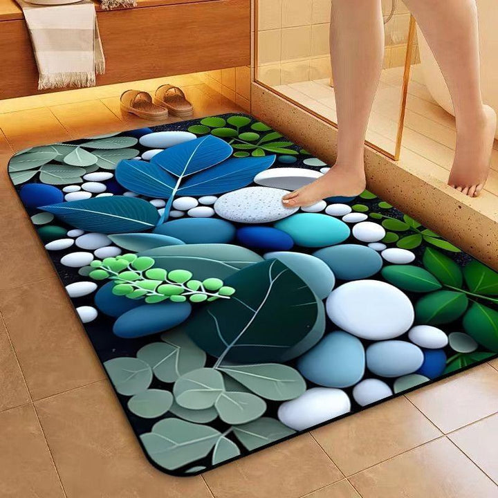 Natural Stone Texture Bath Mat with Non-Slip Backing