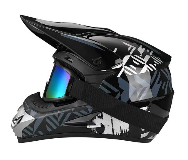 TrailShield Pro Full-Face Motocross Helmet with Extended Visor and Reinforced Chin Guard