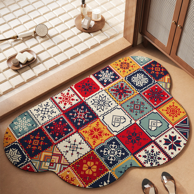 Vibrant Bohemian Floral Bath Mat – Soft, Non-Slip Bathroom Rug