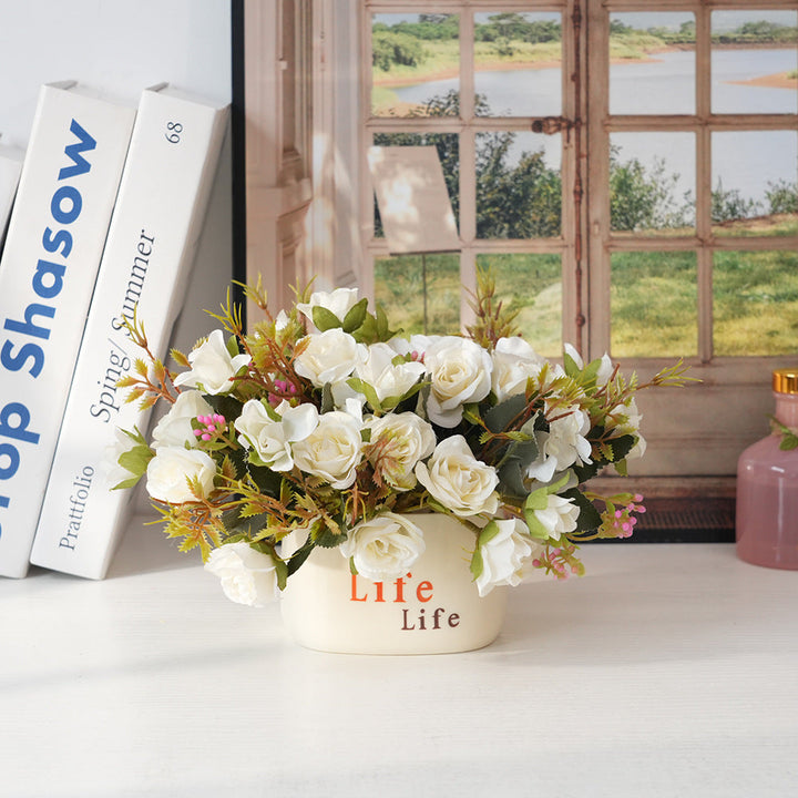 Eternal Bloom Faux Flower Bouquet - Realistic Artificial Flowers for Home Decor