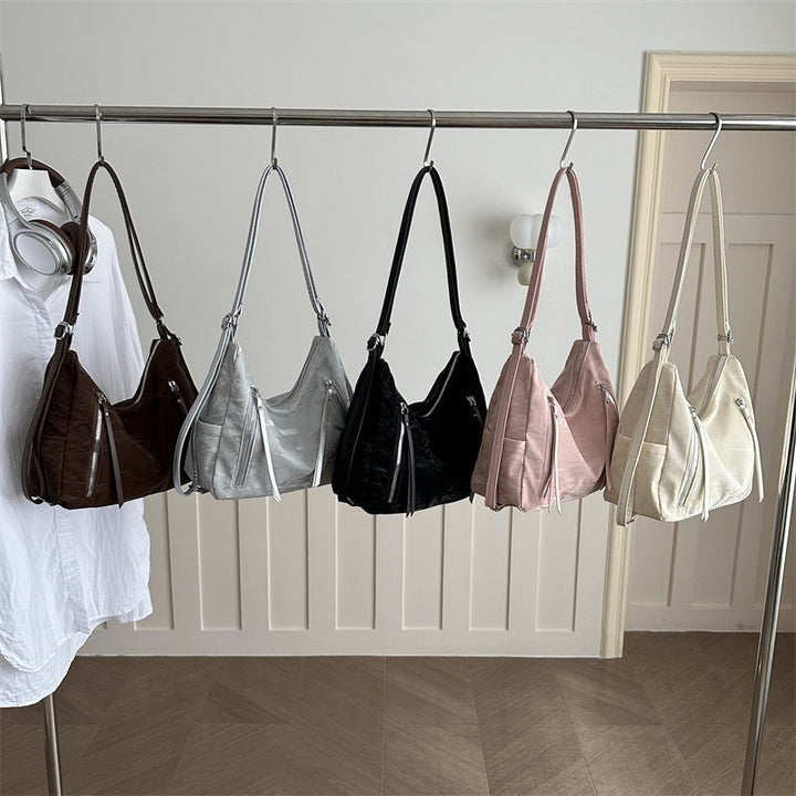 Modern Textured Hobo Shoulder Bag with Crossbody Strap