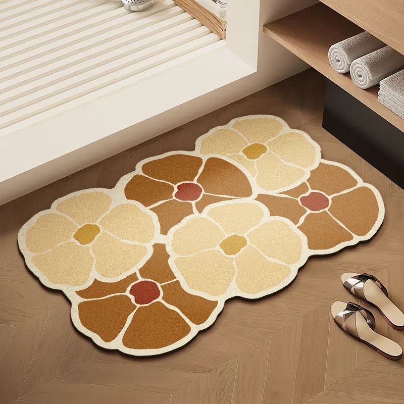 Botanical Elegance Bath Mat - Soft Floral Design with Non-Slip Backing