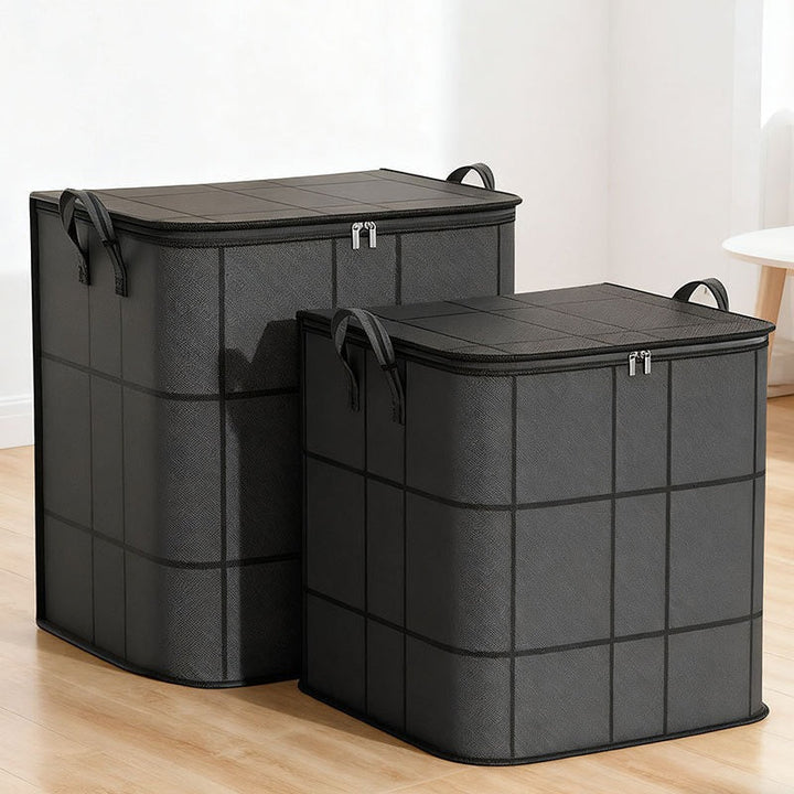 Modern Grid Fabric Storage Basket with Reinforced Handles