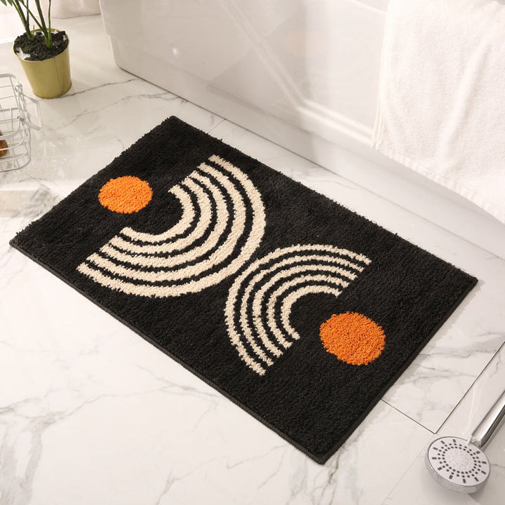 Premium Plush Geometric Bathroom Mat with Non-Slip Backing