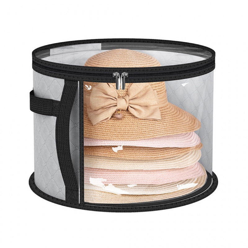 Clear Round Hat Storage Container with Zipper and Handle