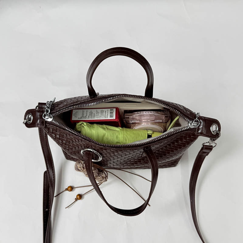 Woven Texture Structured Tote Handbag
