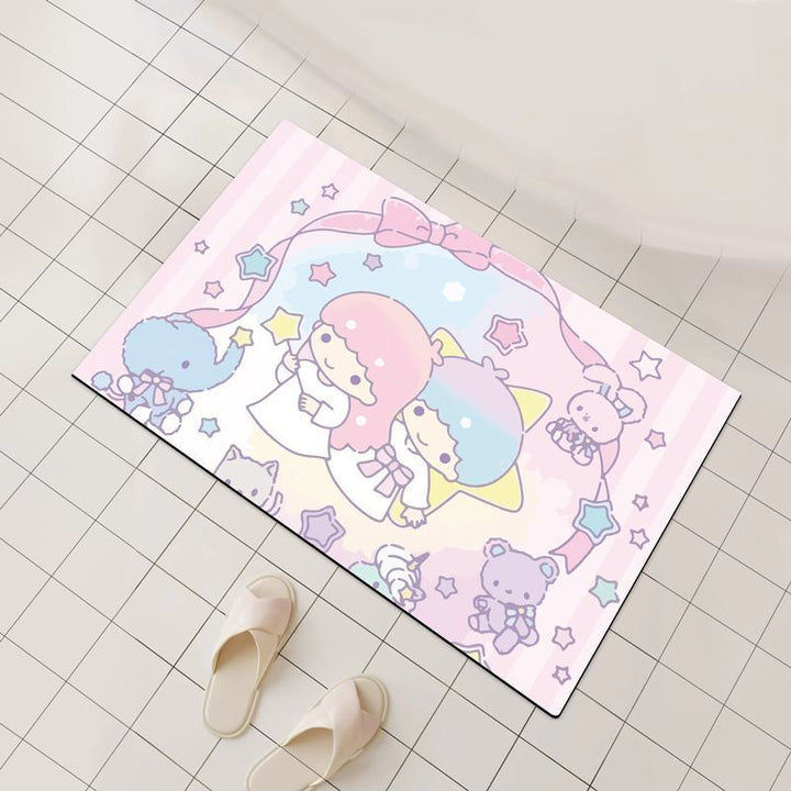 Vibrant Illustration Bath Mat with Non-Slip Backing
