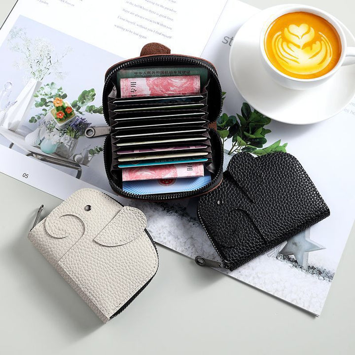 Premium Textured Leather Zippered Card Wallet with Multiple Compartments