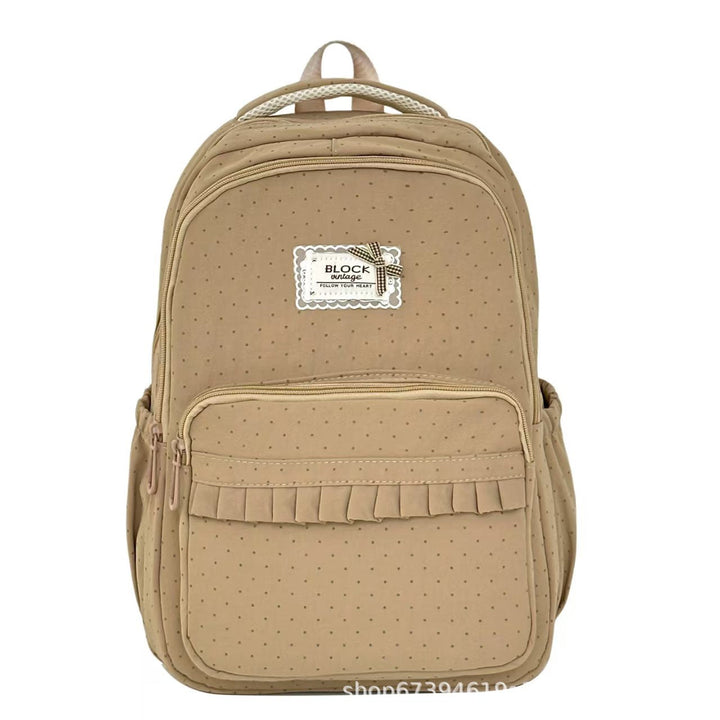 Polka Dot Ruffled School Backpack with Padded Straps